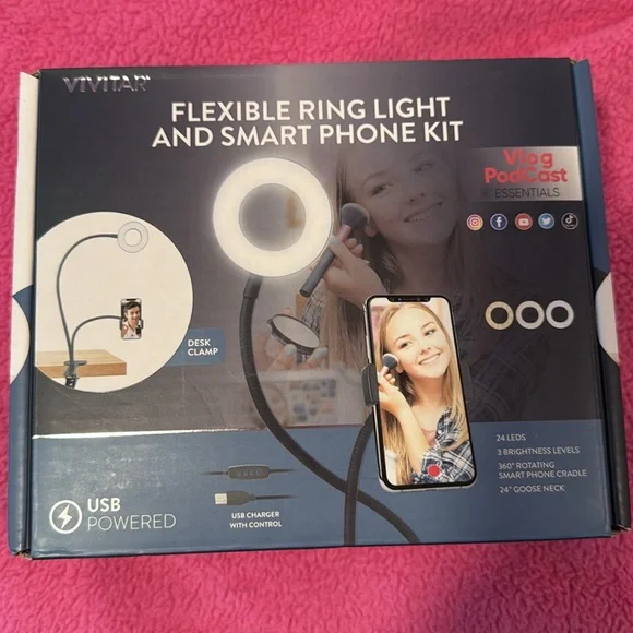 Still sealed, NEW flexible ring light/smartphone kit!